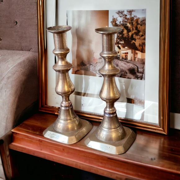 19th Century Brass Candlesticks - Picture 10 of 15